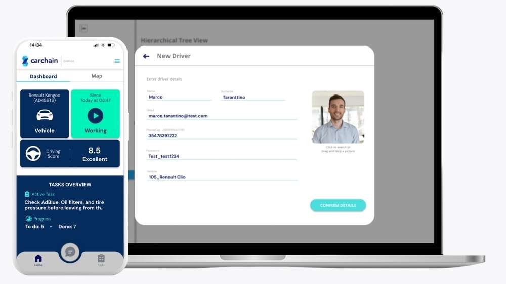 Carchain Driver App mobile mockup