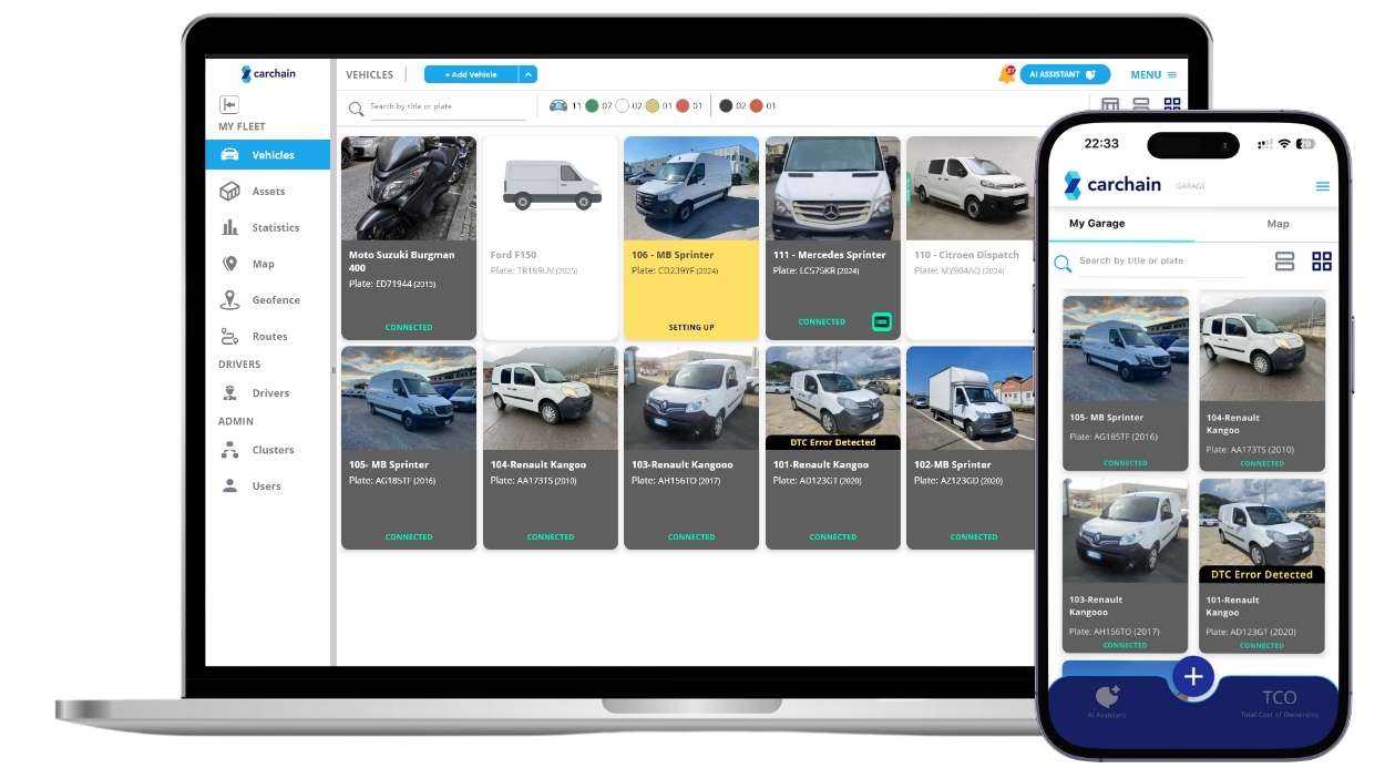 Graphic showing connected and non-connected vehicles in one dashboard
