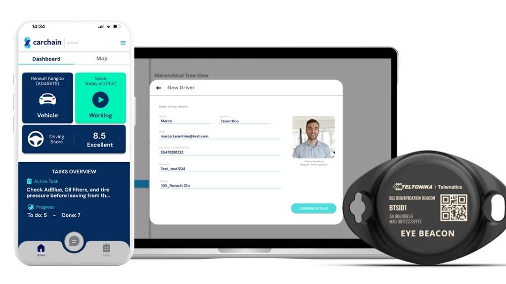 Driver identification with BLE beacon and Carchain Driver App